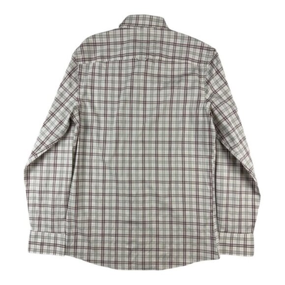 Nordstrom Trim Fit Button Down Dress Shirt Beige and Red Plaid Size S - Picture 2 of 9